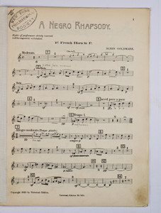 Goldmark, Rubin / NEGRO RHAPSODY, A, French Horn PART.