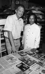 Pat Ward Williams posing in her studio with an unidentified man, Los Angeles, 1995