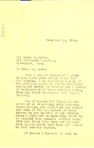 Letter from W. E. B. Du Bois to Harry E. Davis