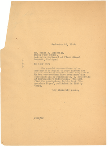 Letter from W. E. B. Du Bois to Simon J. Lefcovitz