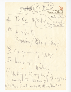 Handwritten notes by James Baldwin