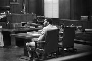 Anthony Ray Hinton sitting in the courtroom during his capital murder trial in Birmingham, Alabama.