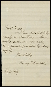 Letter from Henry Ingersoll Bowditch, to William Lloyd Garrison, Feb. 11, 1869