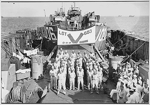 "1909th Engineers Aviation Battalion (Negro) aboard LST 683."