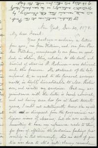 Letter from William Lloyd Garrison, New York, to Francis Jackson Garrison, Dec. 30, 1878