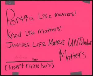 Pink "Portia Life Matters" poster