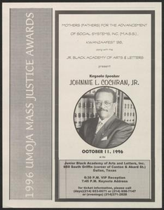 Flyer: 1996 UMOJA Mass Justice Awards