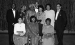 African American men and women posing together during a formal event, Los Angeles, 1989