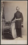 [Unidentified soldier in Union uniform with "Liberty Band" bass drum]