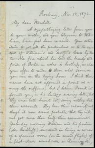 Letter from William Lloyd Garrison, Roxbury, [Mass.], to Wendell Phillips Garrison, Nov. 12, 1872