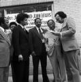 John Lewis, Julian Bond, and others outside the International Longshoreman's Association Hall in Mobile, Alabama, before an event commemorating the 111th anniversary of the Emancipation Proclamation.