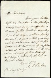 Letter to] Mrs. Chapman [manuscript