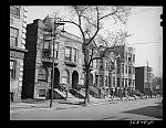 [Untitled photo, possibly related to: Old brownstone houses now occupied by Negroes in Chicago, Illinois]