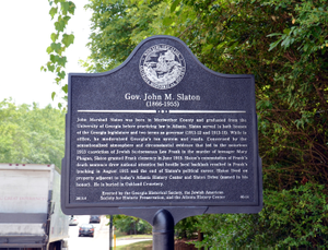 Gov. John M. Slaton historical marker