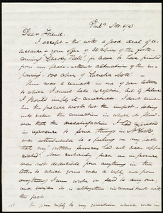 Letter from James Miller M'Kim, Phil[adelphi]a, to Maria Weston Chapman, Nov. 6/[18]43