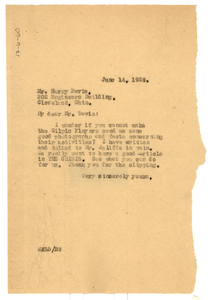 Letter from W. E. B. Du Bois to Harry Davis