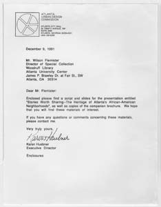 Letter from Karen Huebner, December 9, 1991