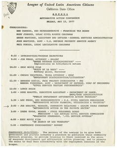 Thumbnail for Agenda of the Affirmative Action Conference, May 13, 1977