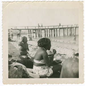 Digital image of Taylor family members at the beach on Martha's Vineyard