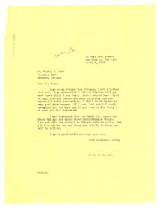 Letter from W. E. B. Du Bois to Hedwig S. Kuhn