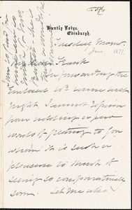 Letter from Elzabeth Pease Nichol, Edinburgh, [Scotland], to Francis Jackson Garrison, [1877 June]