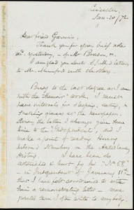 Letter from Samuel May, Leicester, [Mass.], to William Lloyd Garrison, Jan. 20, [18]72