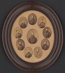 [Major General Jacob Dolson Cox, General Staff U.S. Volunteers in uniform, surrounded by images of nine of his officers]