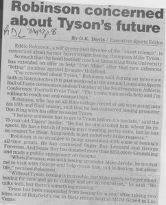 Concern for Coach Robinson About Tyson's Future