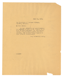 Letter from W. E. B. Du Bois to Spelman College