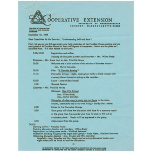 Letter from Winifred Eastwood, Head of the Extension Division of Home Economics, to the committee for the seminar Understanding self and race