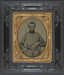 [Unidentified soldier of 8th Wisconsin Infantry Regiment, with musket, bayonet, and scabbard]