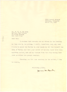 Letter from H. M. Bond to W. E. B. Du Bois