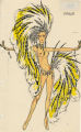 Thumbnail for Costume design drawing, topless showgirl in yellow and black feathers #7, Las Vegas, June 5, 1980