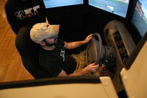 Sigma Chi member using Drunk Driving Simulator