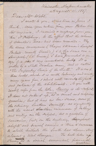 Letter from Samuel May, Leicester, Mass., to Richard Davis Webb, August 11, 1857