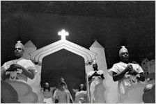 Scene from the morality play "Heaven Bound," staged by the Big Bethel African Methodist Choir, at the Atlanta Theatre (23 Exchange Place), Atlanta, Georgia, August 1937