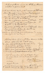 List of bonds for the hire of enslaved persons given to Evan Brown to collect