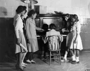 Girls club meeting(?)at Phyllis Wheatley community center, 809 Aldrich Avenue North, Minneapolis.