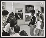 Playwright Lorraine Hansberry in new role. She served as one of the judges of art exhibition, "Pictures of Peace", by schoolchildren fron nine Greenwich Village schools, from which two pictures were selected to be sent to Mrs. Kennedy and Mrs. Khrushchev ...