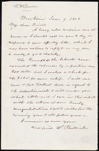 Letter from Samuel Philbrick, Brookline, [Mass.], to William Lloyd Garrison, Jan[uary] 9. 1858