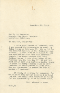 Letter from W. E. B. Du Bois to Oklahoma Association of Negro Teachers