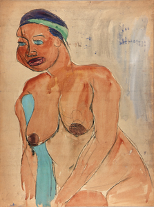 Seated Female Nude With Green Headband