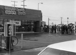 Chicken George customers standing in line, Los Angeles, 1985