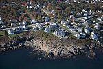 An October 2017 aerial view of homes on Cape Neddick, a peninsula that is part of York, Maine