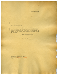 Letter from W. E. B. Du Bois to Spelman College