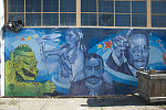 Malcolm X with Pancho Villa and other figures, East Oakland Boxing Association, 816 98th Avenue, Oakland, California, 2012