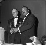 Martin Luther King, Jr. and Jacob Rothschild at the Nobel Peace Prize recognition dinner, National Conference of Christians and Jews, Dinkier Plaza Hotel, Atlanta, Georgia, January 27, 1965