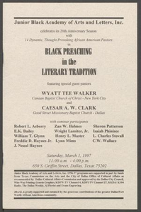 Program: Black Preaching in the Literary Tradition