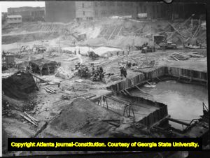 One of three construction shots of the Atlanta Central Post Office, now the Martin Luther King Jr. Federal Building, Atlanta, Georgia, 1931-1933.