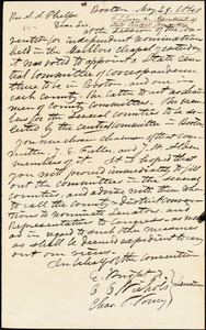 Thumbnail for Letter from Charles Turner Torrey, Elizur Wright, and Curtis C. Nichols, Boston, [Massachusetts], to Amos Augustus Phelps, 1840 May 29